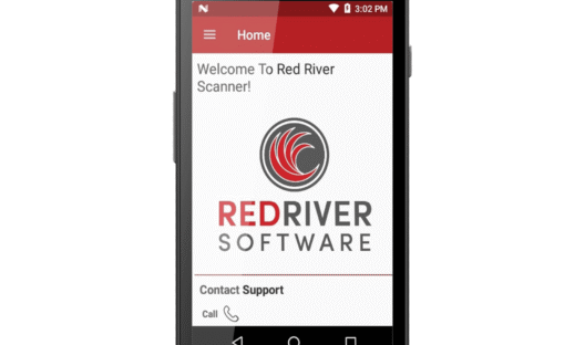 Cell phone with Red River Software screen