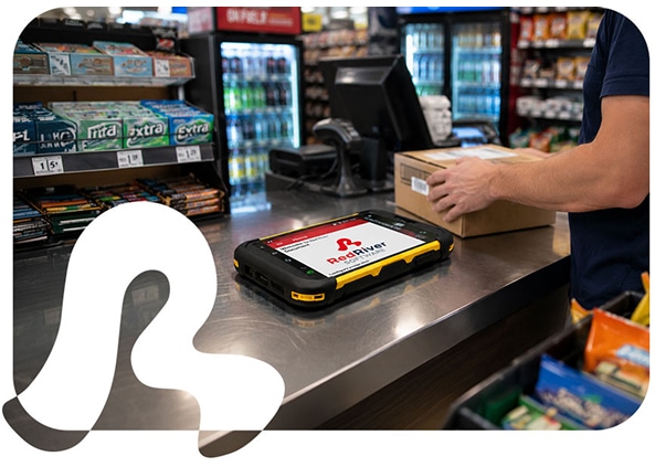 Red River Software on tablet at convenience store