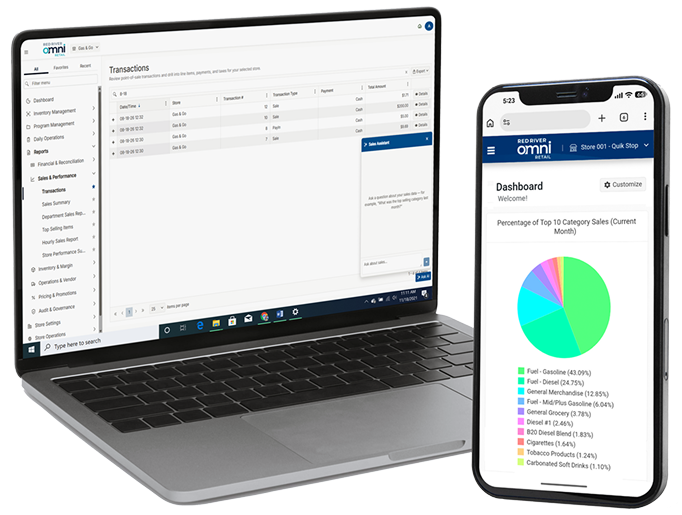 Screenshots of Red River Software on laptop and mobile phone