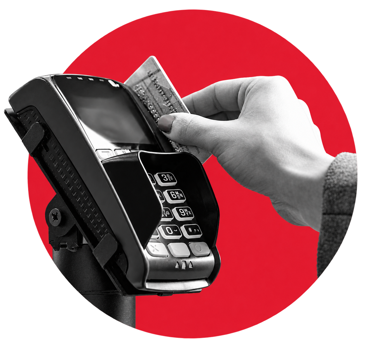 Hand swiping card in terminal
