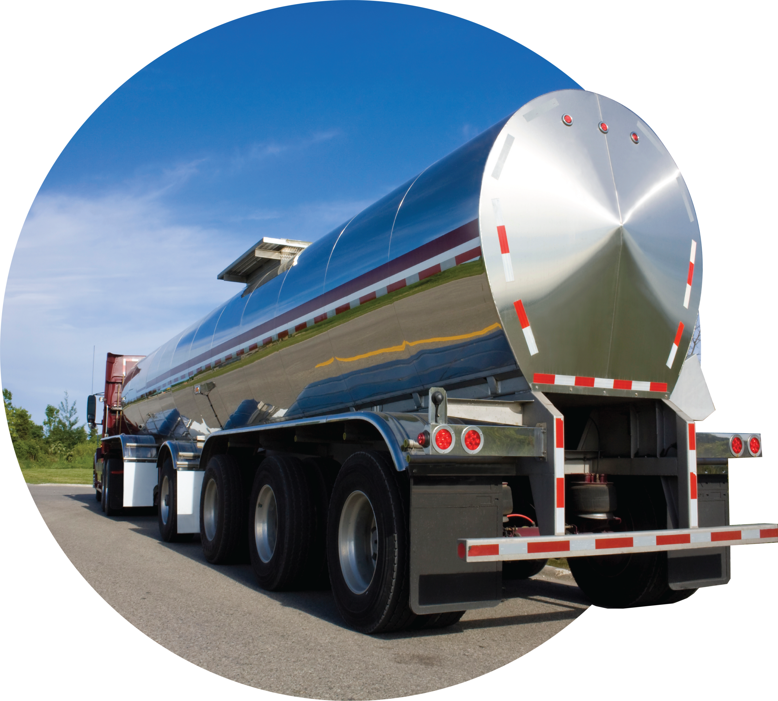 Fuel truck driving into a circle