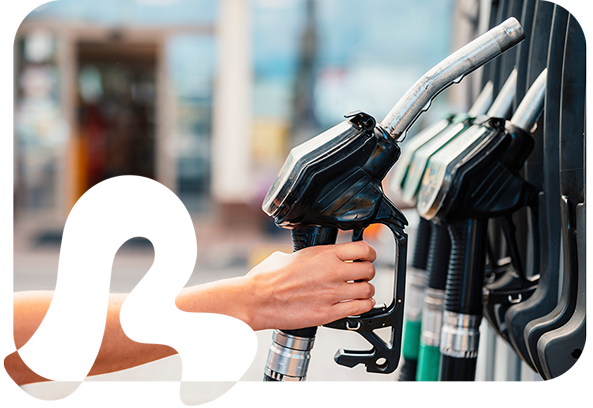 Close of up view of hand on gas pump